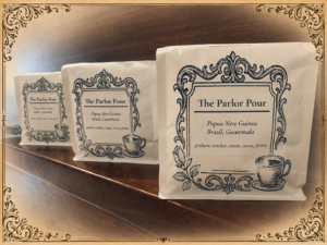 The Parlor Pour, bags of our house blend beans